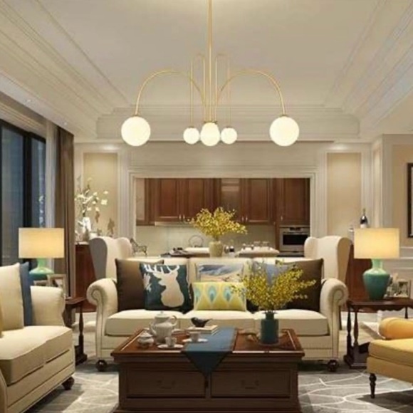 GOLD SPUTNIK CHANDELIER, 6 LIGHTS, MODERN FOR DINING ROOM (NEW) - Picture 5 of 5